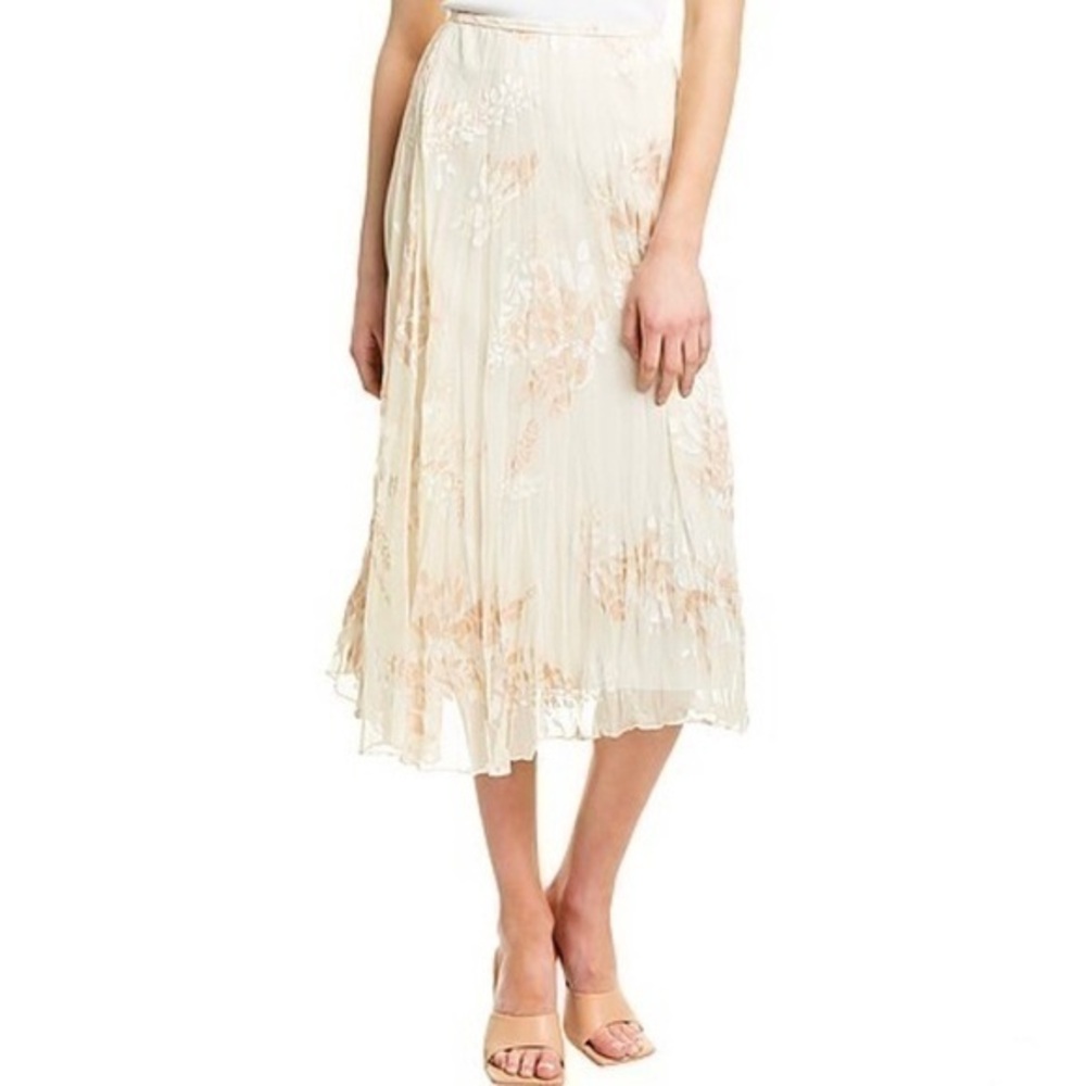 VINCE Burnout Floral Midi Skirt in Cream Floral 12